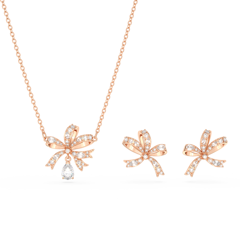 SWAROVSKI VOLTA SET, BOW, WHITE, ROSE GOLD-TONE PLATED 5661680