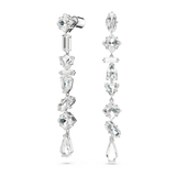 Swarovski Mesmera drop earrings, Asymmetrical design, Mixed cuts, Long, White, Rhodium plated 5661687