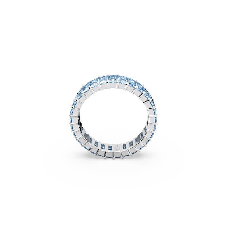 SWAROVSKI MATRIX RING, BAGUETTE CUT, BLUE, RHODIUM PLATED