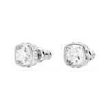 Swarovski Birthstone stud earrings, Square cut, April, White, Rhodium plated 5661957