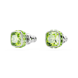 Swarovski Birthstone stud earrings, Square cut, August, Green, Rhodium plated 5661958