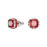 Swarovski Birthstone stud earrings, Square cut, July, Red, Rhodium plated 5661959