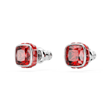 Swarovski Birthstone stud earrings, Square cut, July, Red, Rhodium plated 5661959