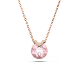 Swarovski Bella V pendant, Round cut, Pink, Rose gold-tone