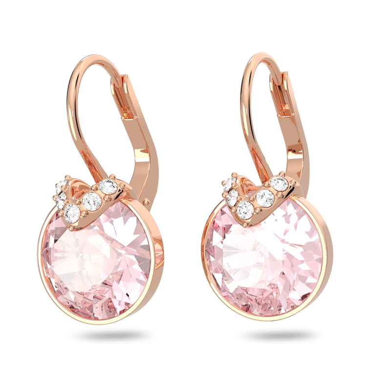 SWAROVSKI BELLA V DROP EARRINGS, ROUND CUT, PINK, ROSE GOLD-TONE PLATED 5662114