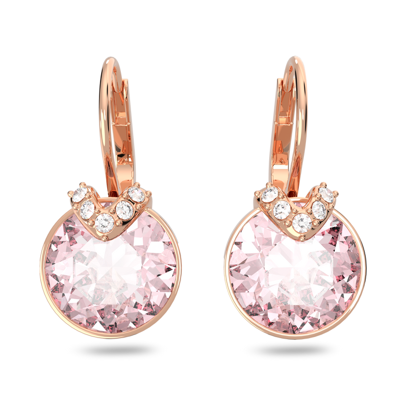 SWAROVSKI BELLA V DROP EARRINGS, ROUND CUT, PINK, ROSE GOLD-TONE PLATED 5662114