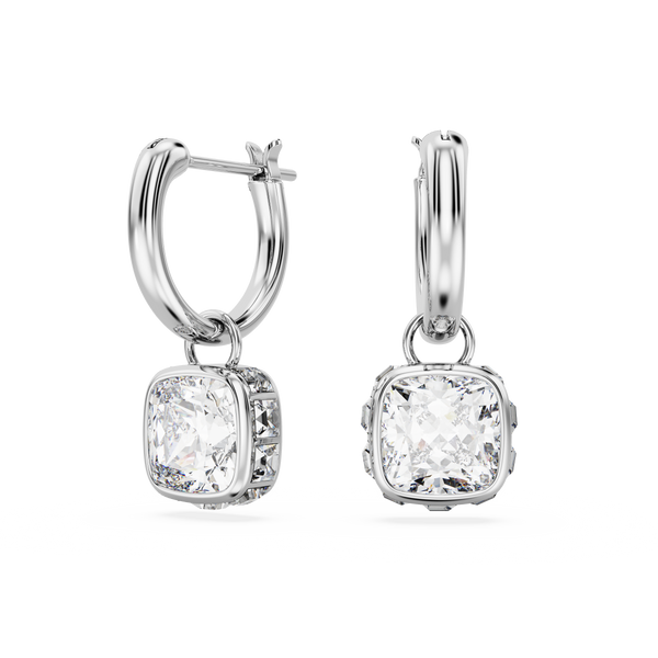 SWAROVSKI STILLA DROP EARRINGS, SQUARE CUT, WHITE, RHODIUM PLATED 5662919