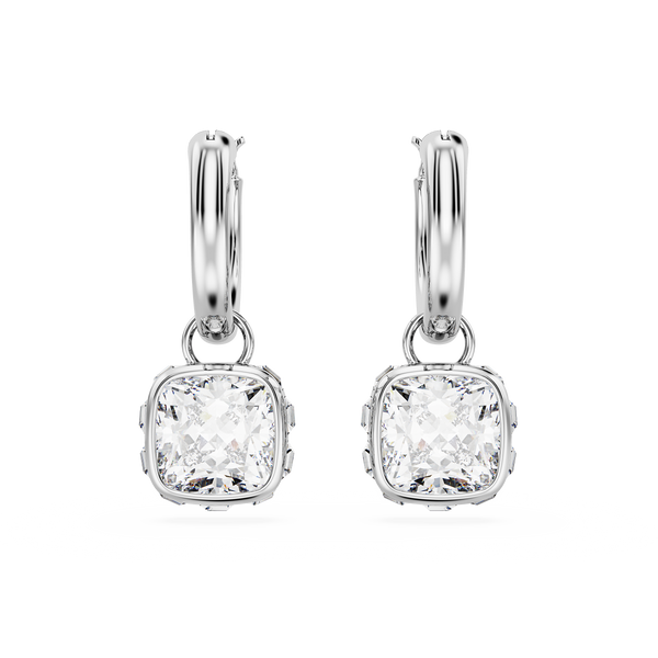 SWAROVSKI STILLA DROP EARRINGS, SQUARE CUT, WHITE, RHODIUM PLATED 5662919