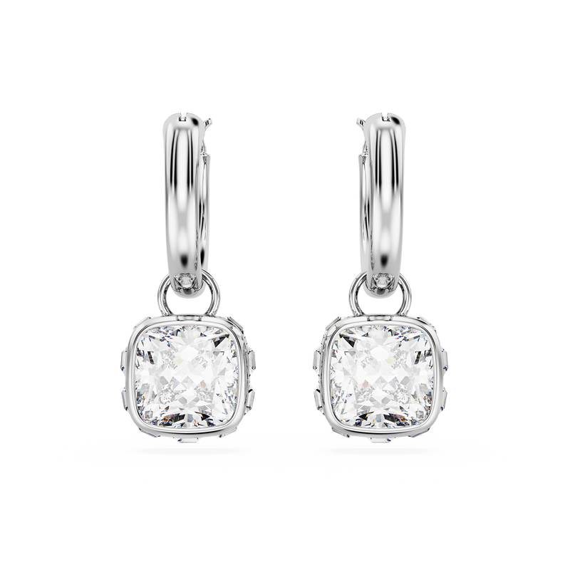 SWAROVSKI STILLA DROP EARRINGS, SQUARE CUT, WHITE, RHODIUM PLATED 5662919