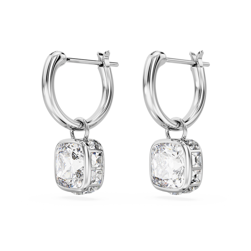 SWAROVSKI STILLA DROP EARRINGS, SQUARE CUT, WHITE, RHODIUM PLATED 5662919