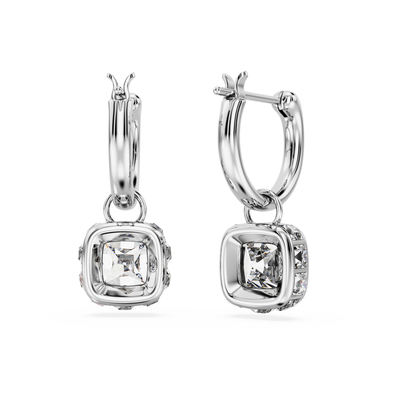 SWAROVSKI STILLA DROP EARRINGS, SQUARE CUT, WHITE, RHODIUM PLATED 5662919