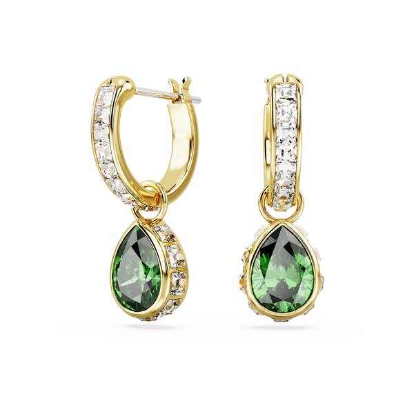 SWAROVSKI STILLA DROP EARRINGS, PEAR CUT, GREEN, GOLD-TONE PLATED 5662922