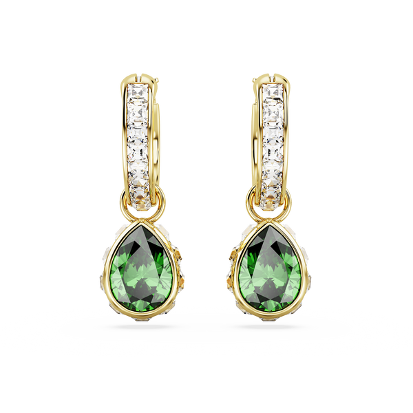 SWAROVSKI STILLA DROP EARRINGS, PEAR CUT, GREEN, GOLD-TONE PLATED 5662922