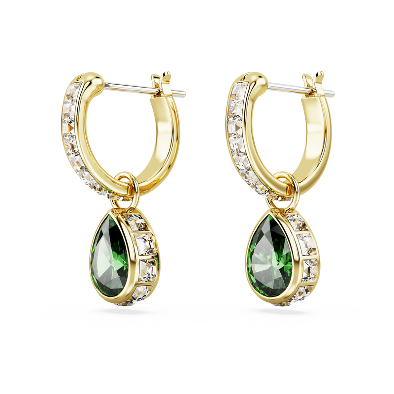 SWAROVSKI STILLA DROP EARRINGS, PEAR CUT, GREEN, GOLD-TONE PLATED 5662922