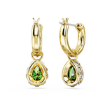 SWAROVSKI STILLA DROP EARRINGS, PEAR CUT, GREEN, GOLD-TONE PLATED 5662922