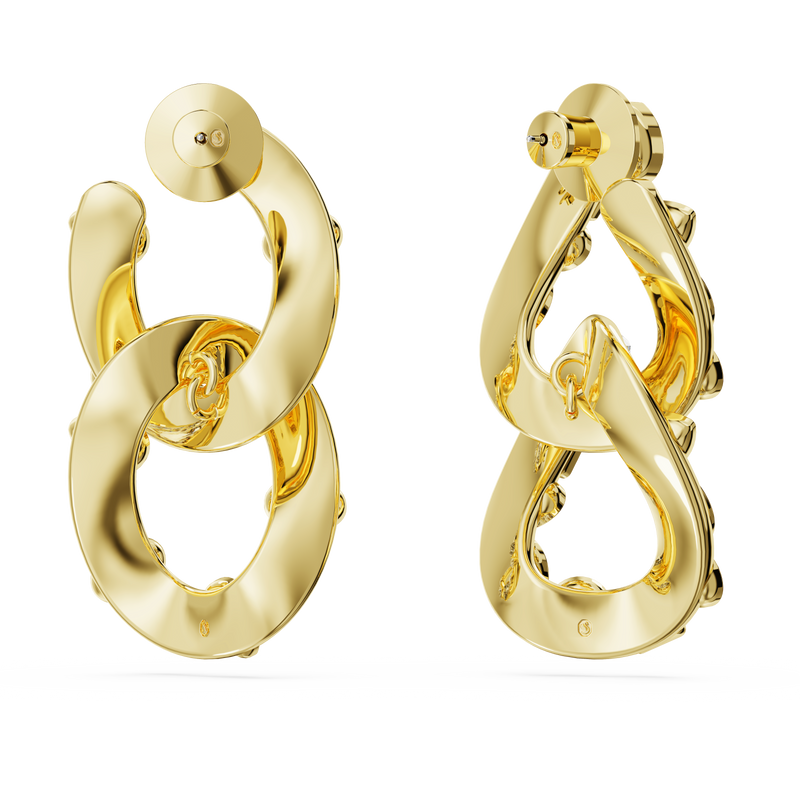 SWAROVSKI DEXTERA HOOP EARRINGS, MIXED CUTS, INTERLOCKING LOOP, WHITE, GOLD-TONE PLATED 5663263