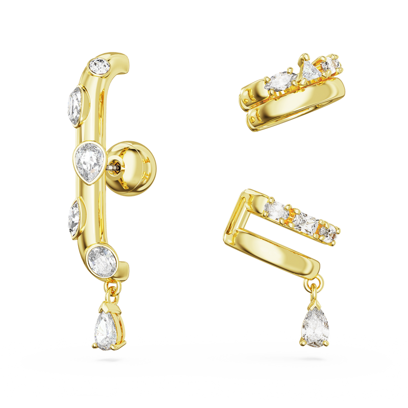 SWAROVSKI DEXTERA EAR CUFF, SET (3), MIXED CUTS, WHITE, GOLD-TONE PLATED 5663334