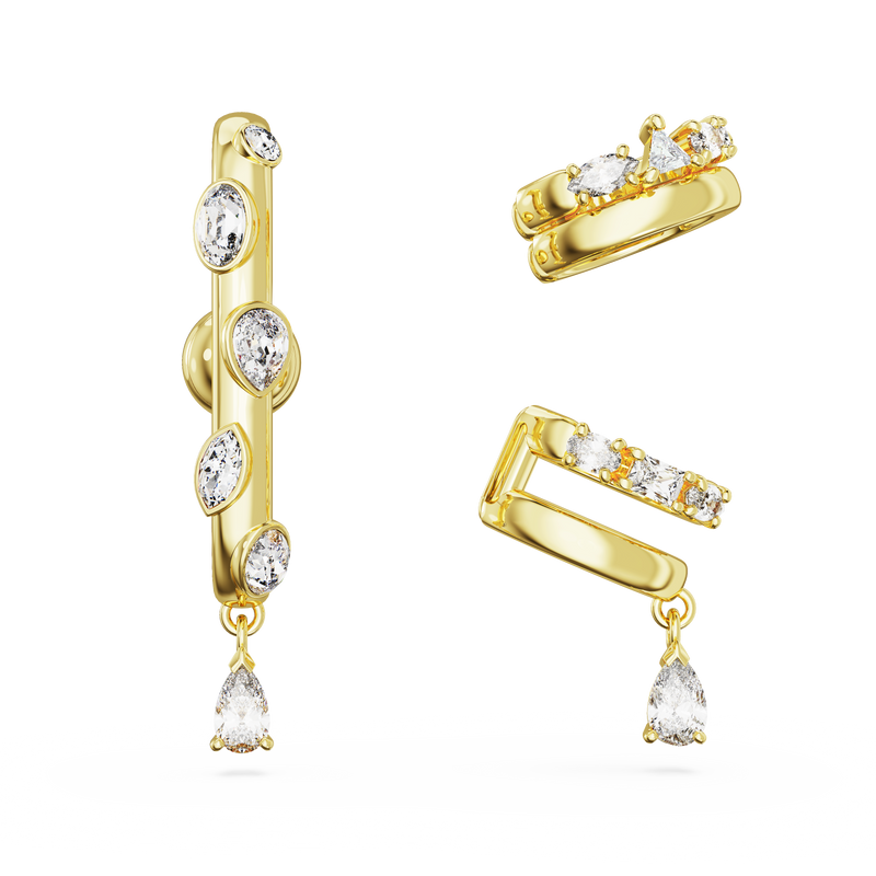 SWAROVSKI DEXTERA EAR CUFF, SET (3), MIXED CUTS, WHITE, GOLD-TONE PLATED 5663334