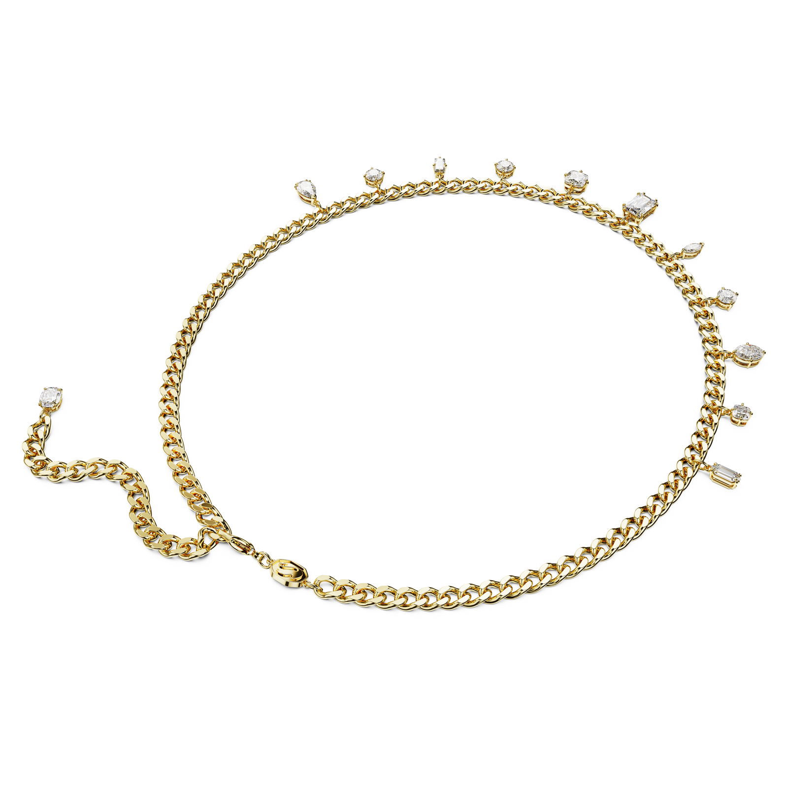 Swarovski Dextera necklace, Mixed cuts, White, Gold-tone Swarovski Dextera necklace, Mixed cuts, White, Gold-tone