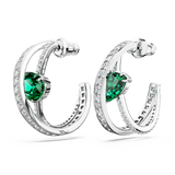 SWAROVSKI HYPERBOLA HOOP EARRINGS, CARBON NEUTRAL ZIRCONIA, MIXED CUTS, GREEN, RHODIUM PLATED 5665334