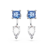 Swarovski Mesmera earring jackets, Mixed cuts, Detachable, Blue, Rhodium plated 5665767