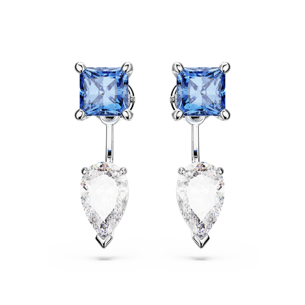 SWAROVSKI MESMERA EARRING JACKETS, MIXED CUTS, DETACHABLE, BLUE, RHODIUM PLATED 5665767