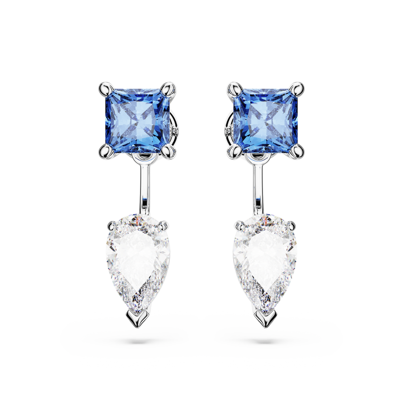 SWAROVSKI MESMERA EARRING JACKETS, MIXED CUTS, DETACHABLE, BLUE, RHODIUM PLATED 5665767