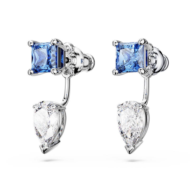 SWAROVSKI MESMERA EARRING JACKETS, MIXED CUTS, DETACHABLE, BLUE, RHODIUM PLATED 5665767