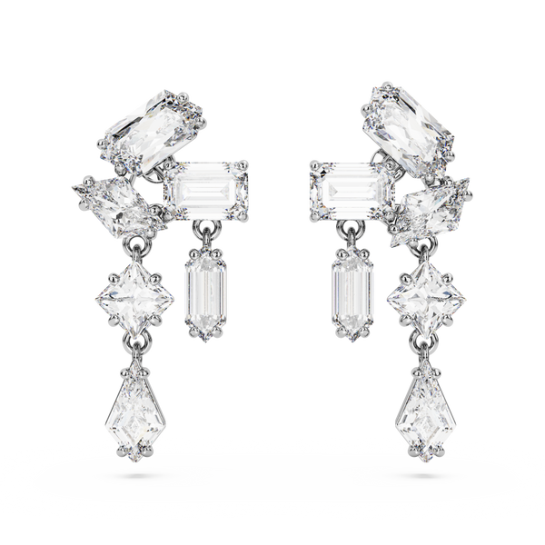 SWAROVSKI MESMERA DROP EARRINGS, MIXED CUTS, WHITE, RHODIUM PLATED 5665825