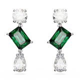 Swarovski Mesmera drop earrings, Mixed cuts, Green, Rhodium plated 5665878