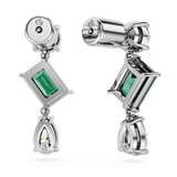 Swarovski Mesmera drop earrings, Mixed cuts, Green, Rhodium plated 5665878