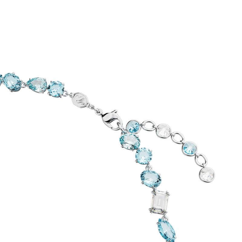 SWAROVSKI GEMA NECKLACE, MIXED CUTS, BLUE, RHODIUM PLATED 5666007