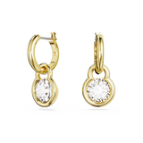 SWAROVSKI DEXTERA DROP EARRINGS, ROUND CUT, WHITE, GOLD-TONE PLATED 5666023