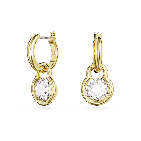 SWAROVSKI DEXTERA DROP EARRINGS, ROUND CUT, WHITE, GOLD-TONE PLATED 5666023