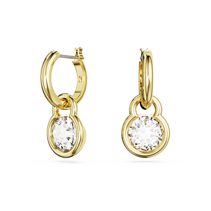 SWAROVSKI DEXTERA DROP EARRINGS, ROUND CUT, WHITE, GOLD-TONE PLATED 5666023