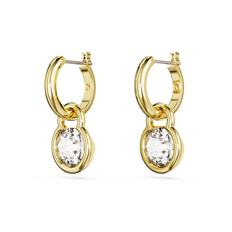 SWAROVSKI DEXTERA DROP EARRINGS, ROUND CUT, WHITE, GOLD-TONE PLATED 5666023