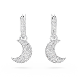 ピアス SWAROVSKI Sublima rhodium drop earrings 5666157 Luna drop earrings, Moon, White, Rhodium plated | Swarovski