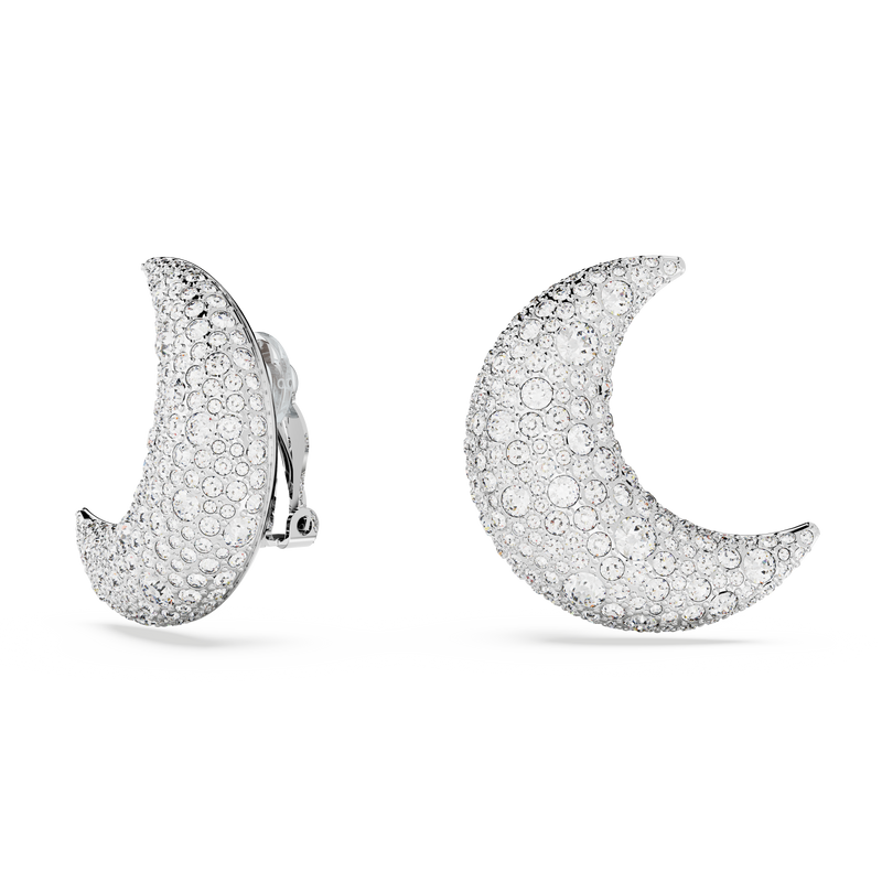 SWAROVSKI LUNA CLIP EARRINGS, MOON, WHITE, RHODIUM PLATED 5666158