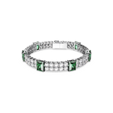 SWAROVSKI MATRIX TENNIS BRACELET, MIXED CUTS, GREEN, RHODIUM PLATED