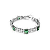 SWAROVSKI MATRIX TENNIS BRACELET, MIXED CUTS, GREEN, RHODIUM PLATED
