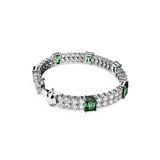 SWAROVSKI MATRIX TENNIS BRACELET, MIXED CUTS, GREEN, RHODIUM PLATED