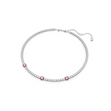 SWAROVSKI MATRIX TENNIS NECKLACE, MIXED CUTS, PINK, RHODIUM PLATED 5666165