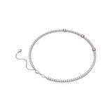SWAROVSKI MATRIX TENNIS NECKLACE, MIXED CUTS, PINK, RHODIUM PLATED 5666165