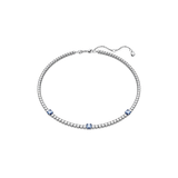 SWAROVSKI MATRIX TENNIS NECKLACE, MIXED CUTS, BLUE, RHODIUM PLATED 5666167