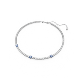 SWAROVSKI MATRIX TENNIS NECKLACE, MIXED CUTS, BLUE, RHODIUM PLATED 5666167