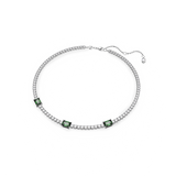 SWAROVSKI MATRIX TENNIS NECKLACE, MIXED CUTS, GREEN, RHODIUM PLATED 5666168