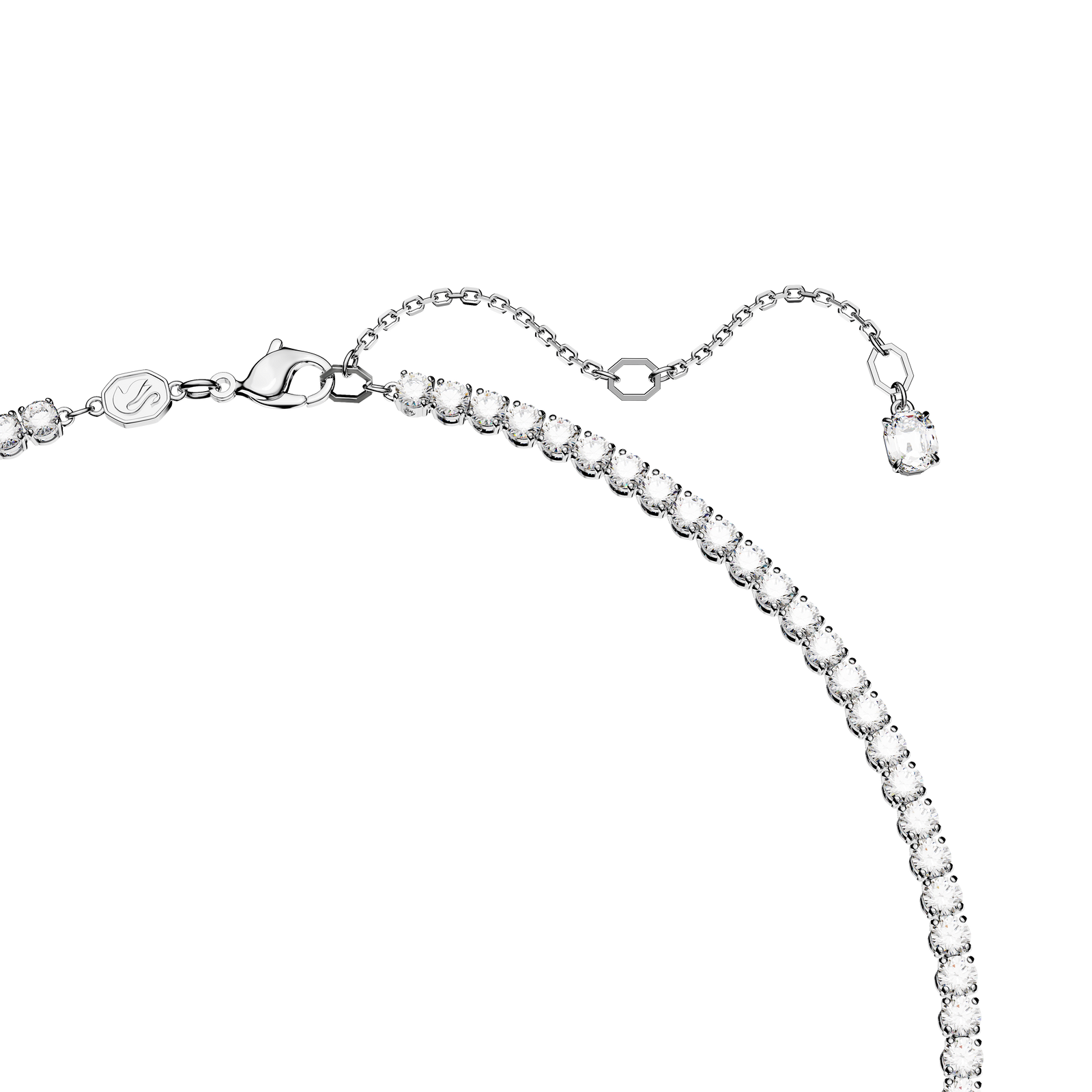 Swarovski Matrix Tennis necklace, Mixed cuts, Green, Rhodium