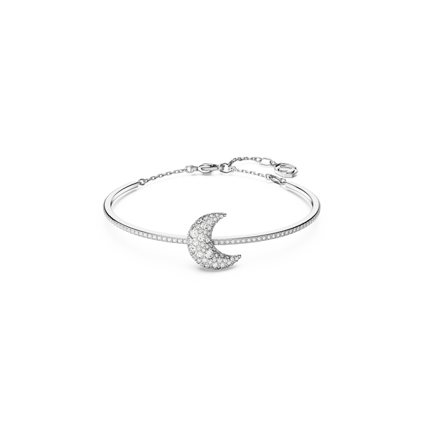 SWAROVSKI LUNA BANGLE, MOON, WHITE, RHODIUM PLATED 5666175