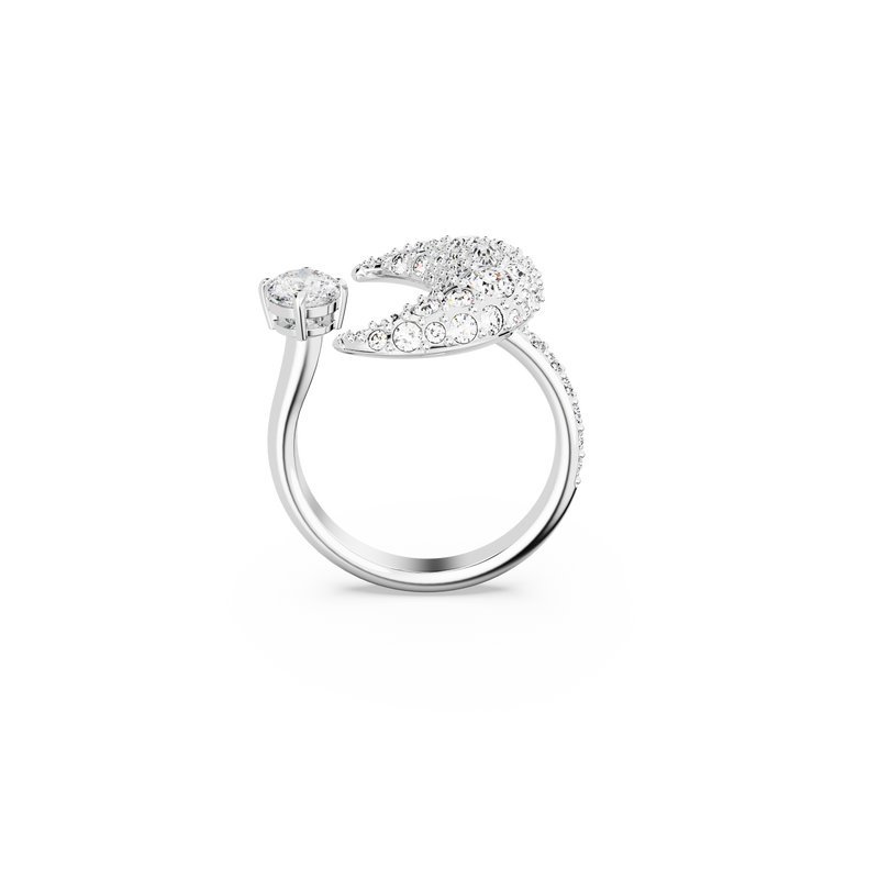 SWAROVSKI LUNA OPEN RING, MOON, WHITE, RHODIUM PLATED