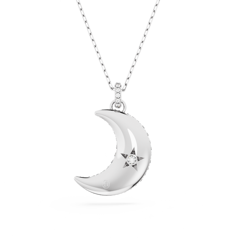 SWAROVSKI LUNA PENDANT, MOON, WHITE, RHODIUM PLATED 5666181